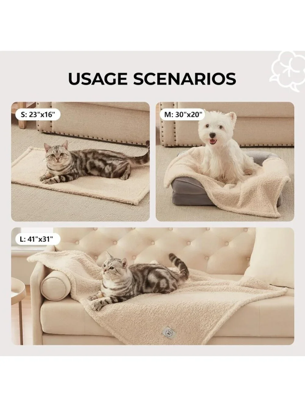 New Pack of 3 Calming Blankets Fluffy Premium Fleece Pet Blanket for Dogs & Cats